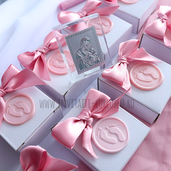 Mărturie Iconiță cu sigiliu și fundiță roz