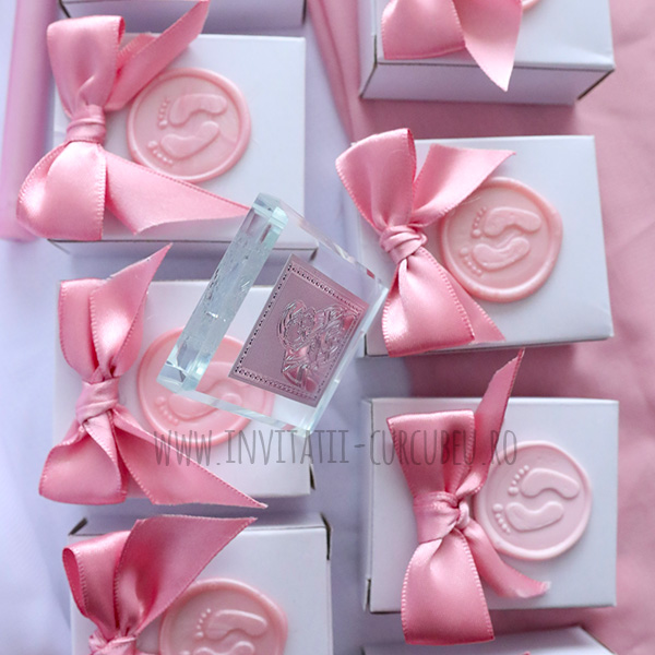 Mărturie Iconiță cu sigiliu și fundiță roz - imagine 2