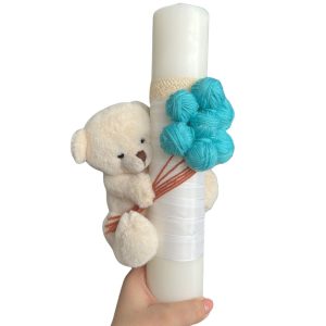 lumanare de botez cu ursulet si gheme tip baloane