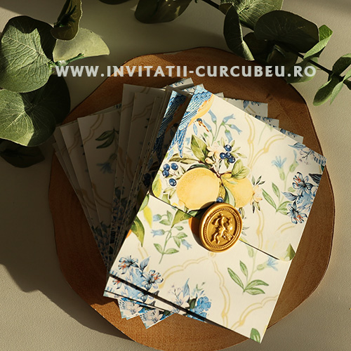 Invitație de Nuntă Sicilia – Lămâi și Flori - imagine 2