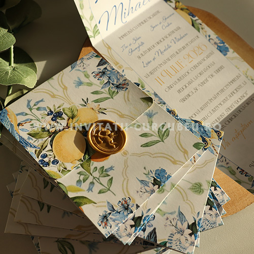 Invitație de Nuntă Sicilia – Lămâi și Flori - imagine 3