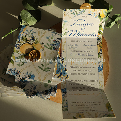 Invitație de Nuntă Sicilia – Lămâi și Flori - imagine 4