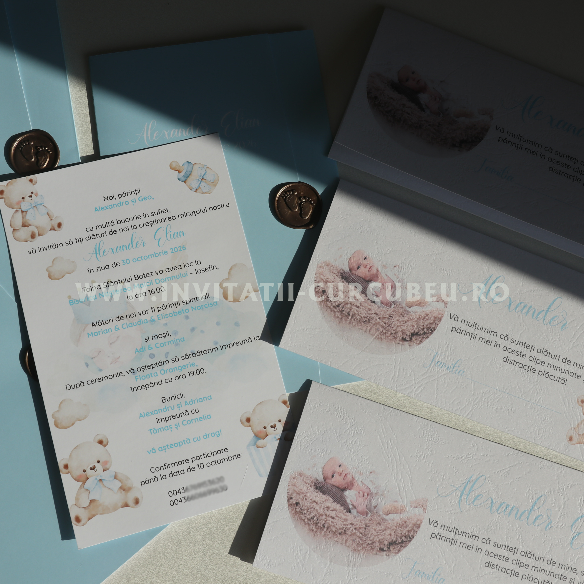 Invitație de Botez cu Ursuleți și Sigiliu - imagine 2